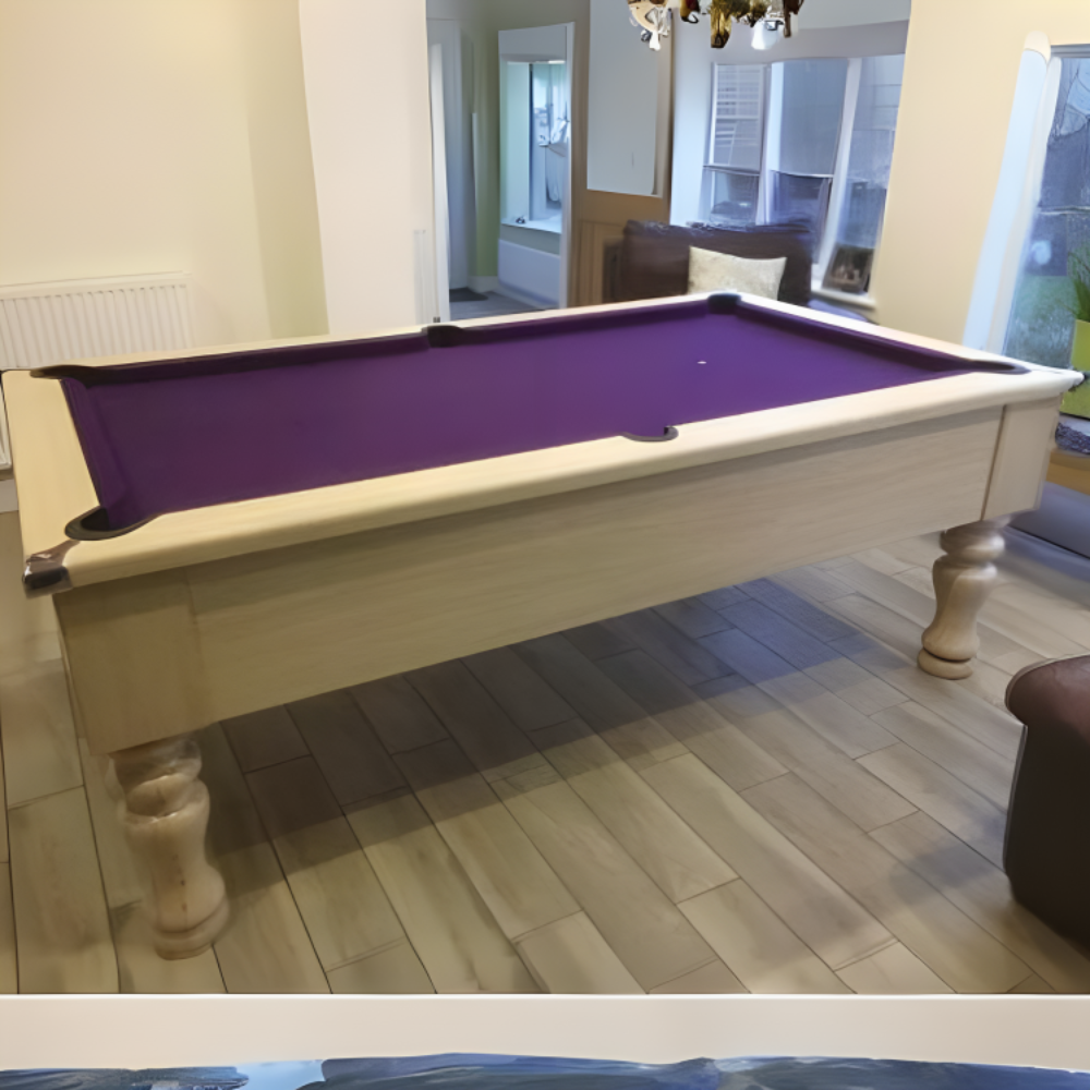 Cry Wolf Turned Leg Pool Table | Light Oak | Smart Purple Cloth