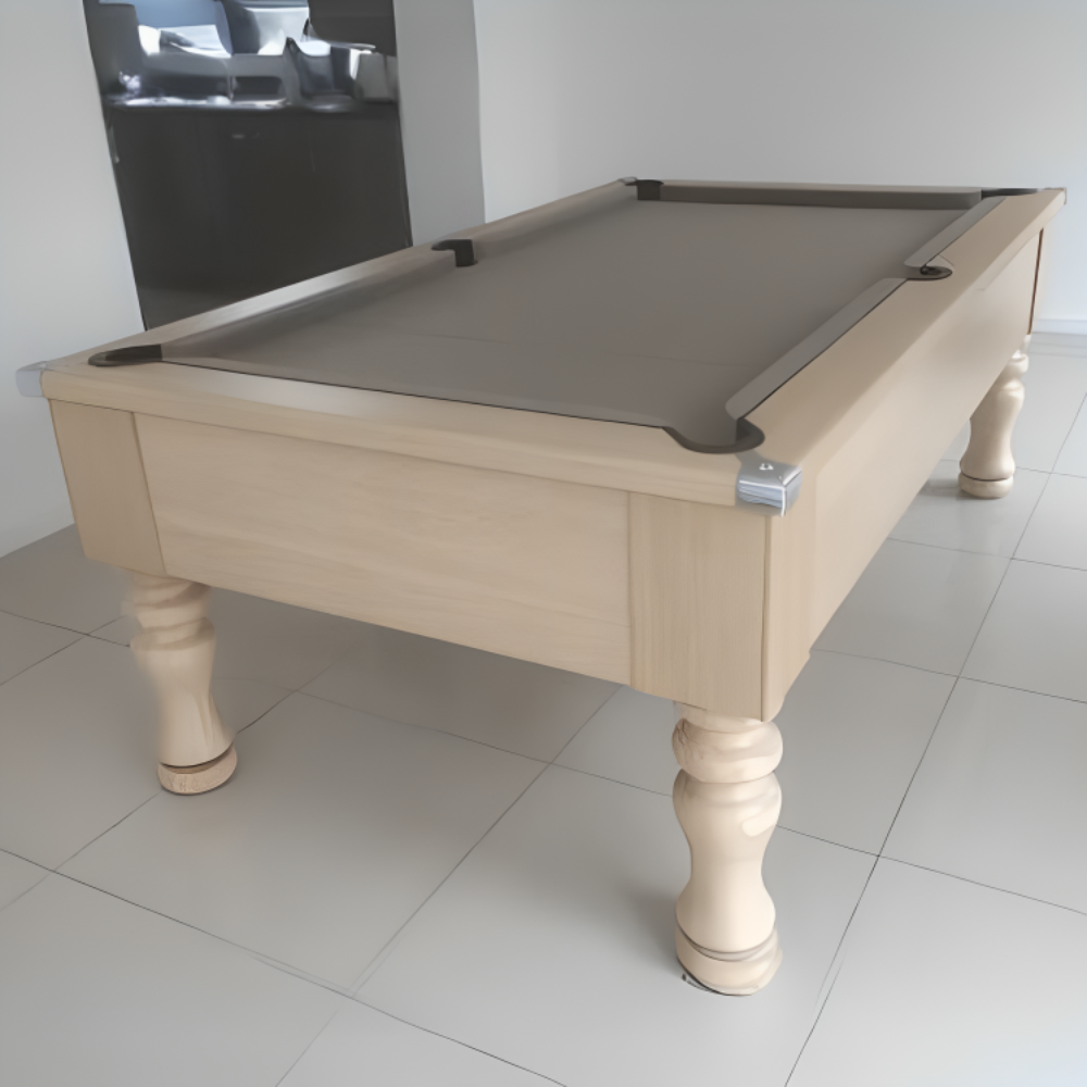 Cry Wolf Turned Leg Pool Table | Light Oak | Elite Pro Bankers Grey Cloth