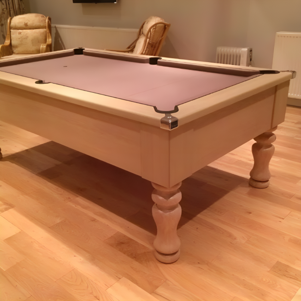 Cry Wolf Turned Leg Pool Table | Light Oak | Smart Silver Cloth