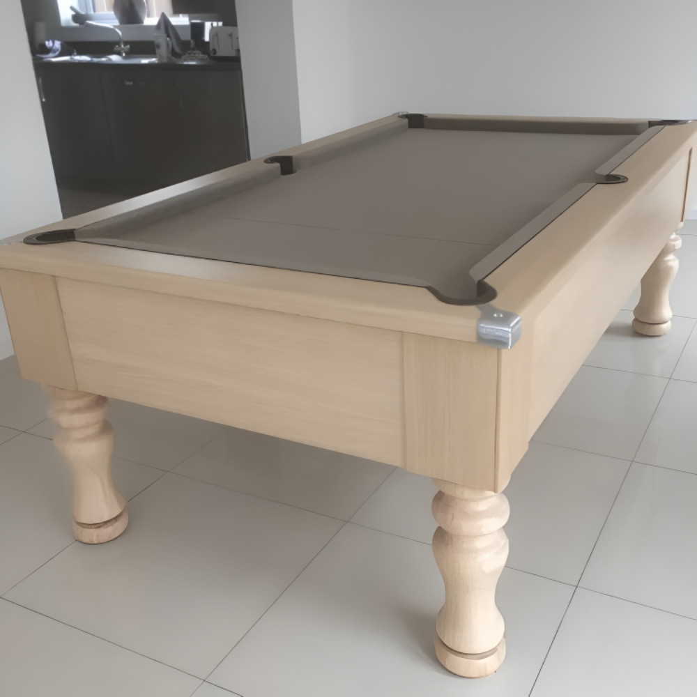 Cry Wolf Turned Leg Pool Table | Light Oak | Elite Pro Bankers Grey Cloth