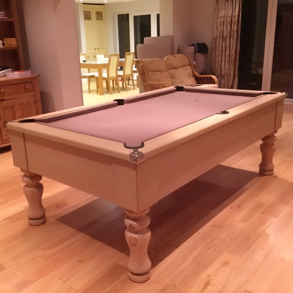 Cry Wolf Turned Leg Pool Table | Light Oak | Smart Silver Cloth