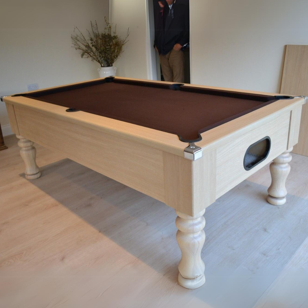 Cry Wolf Turned Leg Pool Table | Light Oak | Smart Nutmeg Cloth
