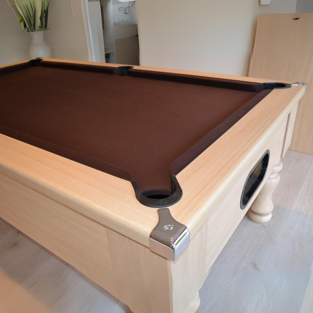 Cry Wolf Turned Leg Pool Table | Light Oak | Smart Nutmeg Cloth