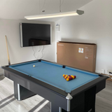 Classic Slimline Slate Bed Pool Table | Black | Elite Pro Powder Blue Cloth