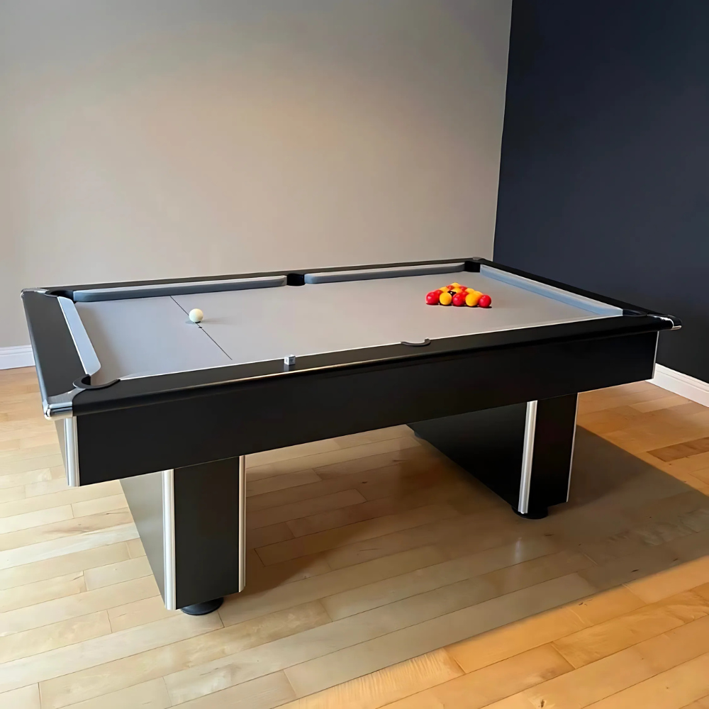 Classic Slimline Slate Bed Pool Table | Black | Smart Silver Cloth