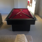 Classic Slimline Slate Bed Pool Table | Black | Strachan 777 Burgundy Cloth