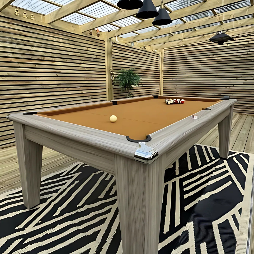 Classic Slate Bed Pool Dining Table | Driftwood | Smart Tan Cloth