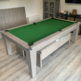 Classic Slate Bed Pool Dining Table | Driftwood | Strachan 777 Green Cloth