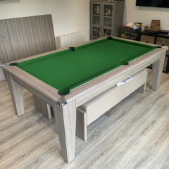 Classic Slate Bed Pool Dining Table | Driftwood | Strachan 777 Green Cloth