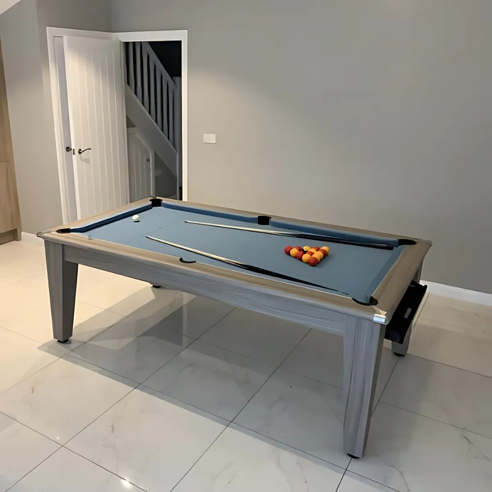 Classic Slate Bed Pool Dining Table | Driftwood | Strachan 777 Grey Cloth