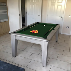 Classic Slate Bed Pool Dining Table | Driftwood | Elite Pro English Green Cloth