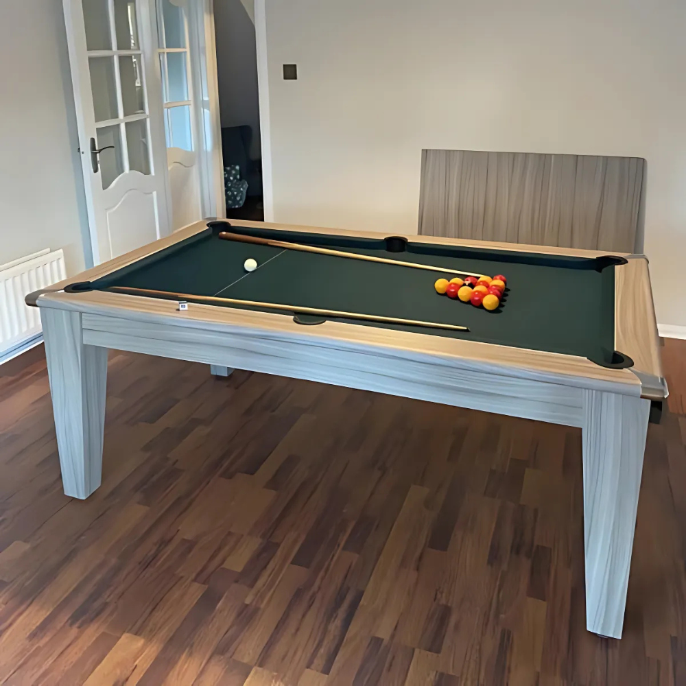 Classic Slate Bed Pool Dining Table | Driftwood | Smart Ranger Green Cloth