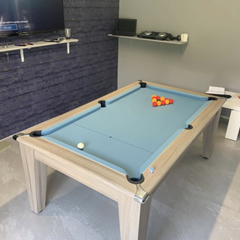 Classic Slate Bed Pool Dining Table | Driftwood | Smart Powder Blue Cloth