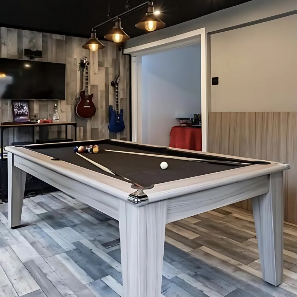Classic Slate Bed Pool Dining Table | Driftwood | Smart Black Cloth