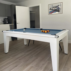 Classic Slate Bed Pool Dining Table | Gloss White | Strachan 777 Grey Cloth