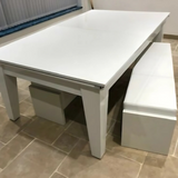 Classic Slate Bed Pool Dining Table | Gloss White