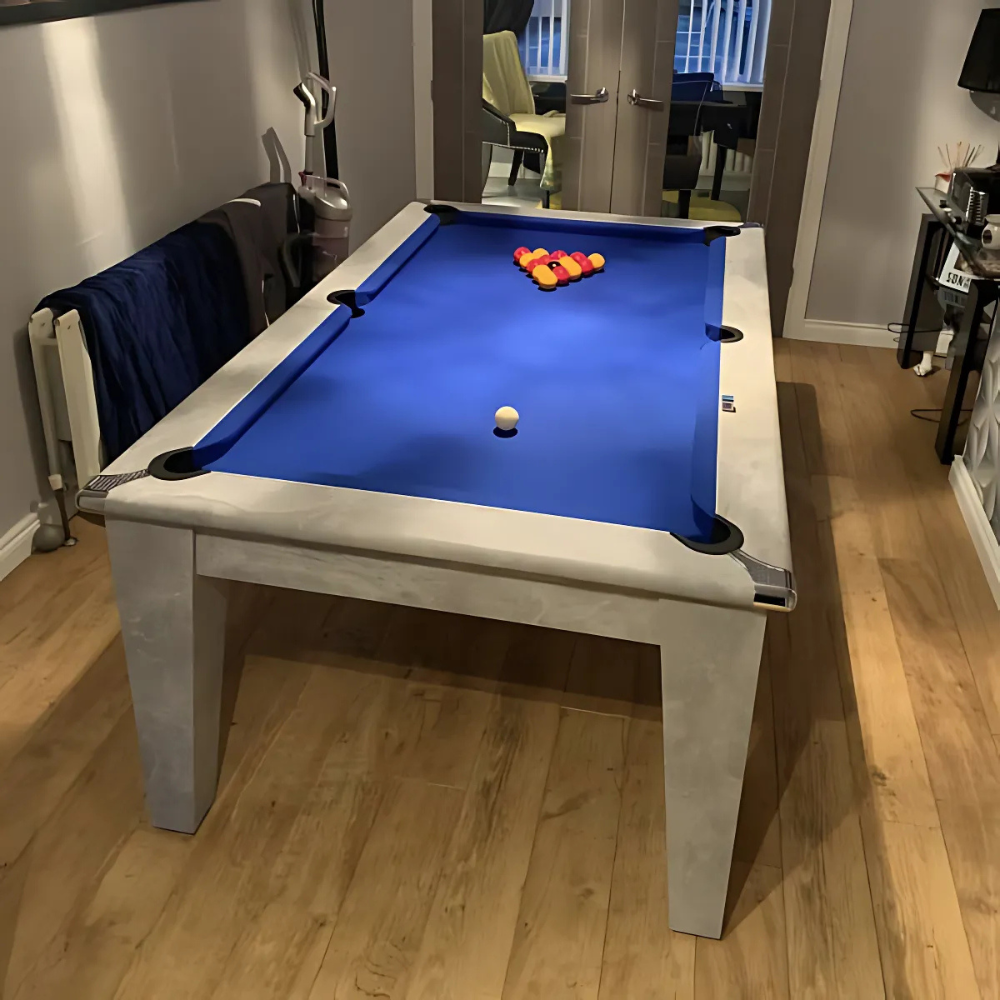 Classic Slate Bed Pool Dining Table | Italian Grey | Strachan 777 Blue Cloth