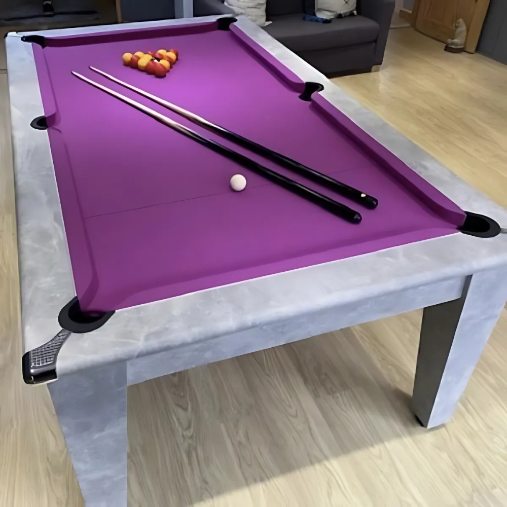 Classic Slate Bed Pool Dining Table | Italian Grey | Smart Purple Cloth