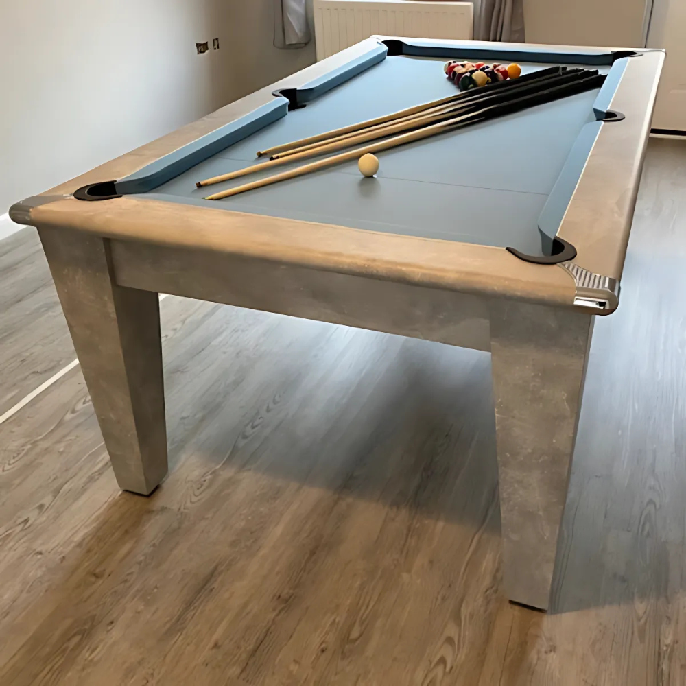 Classic Slate Bed Pool Dining Table | Italian Grey | Smart Silver Cloth