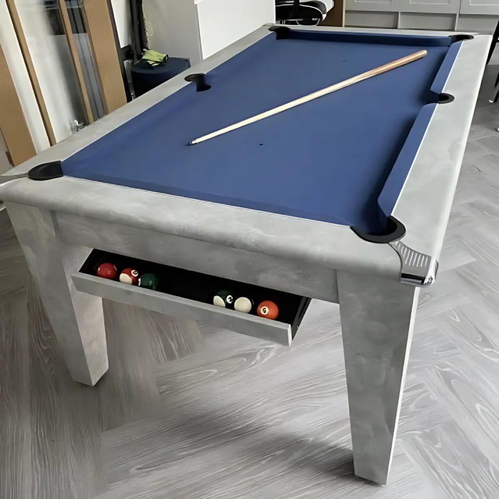 Classic Slate Bed Pool Dining Table | Italian Grey | Elite Pro Cadet Blue Cloth