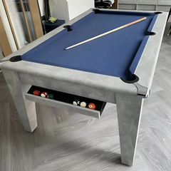 Classic Slate Bed Pool Dining Table | Italian Grey | Elite Pro Cadet Blue Cloth