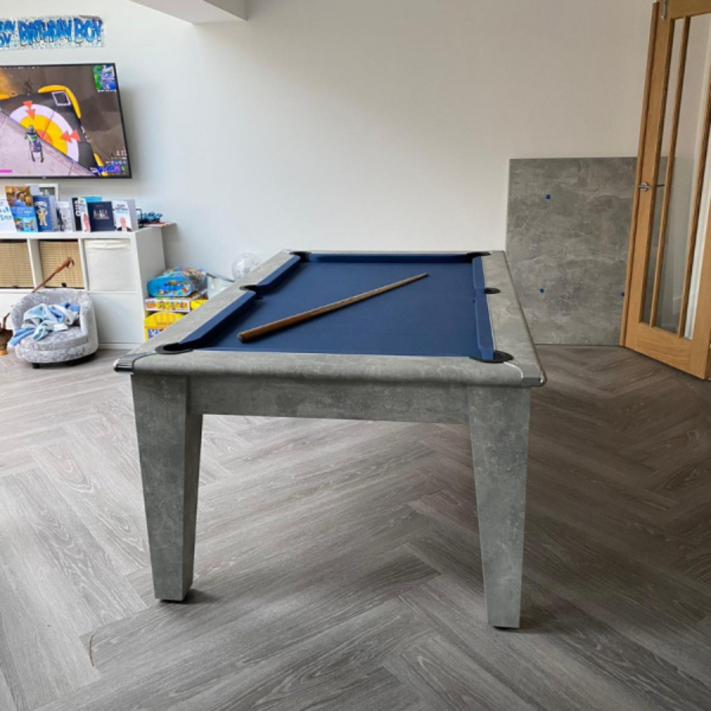 Classic Slate Bed Pool Dining Table | Italian Grey | Elite Pro Cadet Blue Cloth