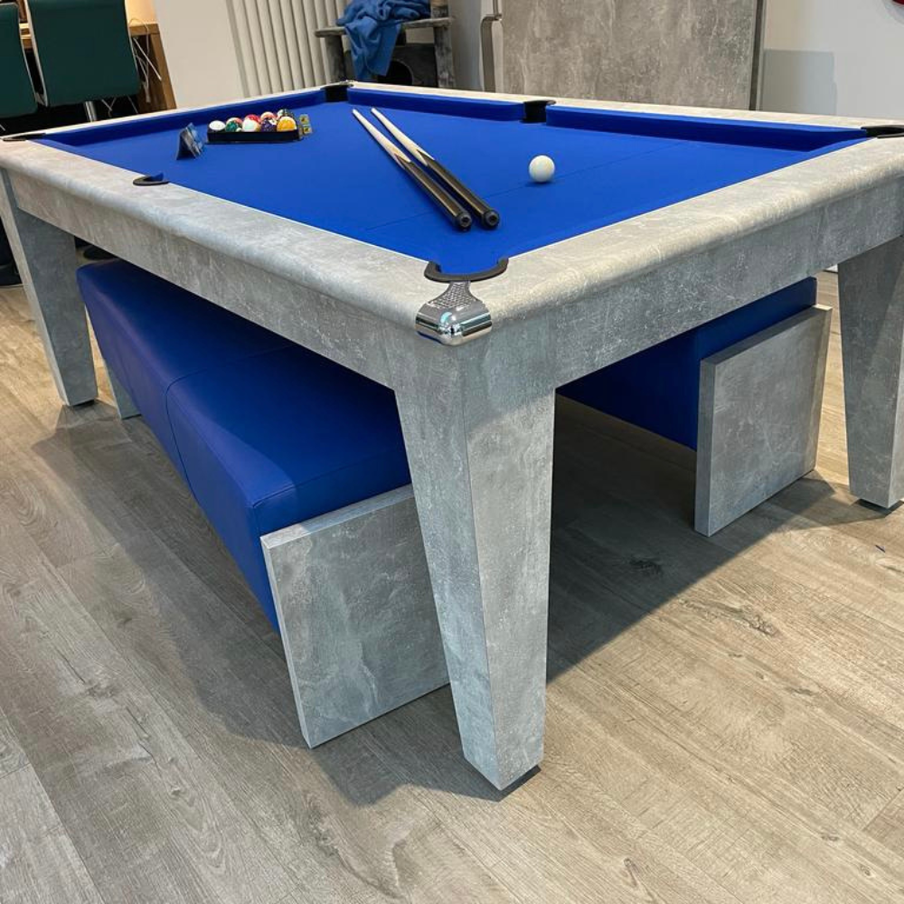Classic Slate Bed Pool Dining Table | Italian Grey | Strachan 777 Blue Cloth