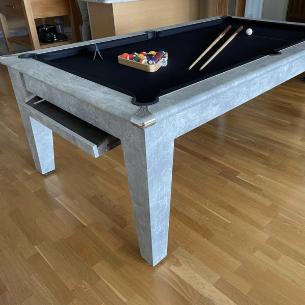 Classic Slate Bed Pool Dining Table | Italian Grey | Strachan 777 Black Cloth