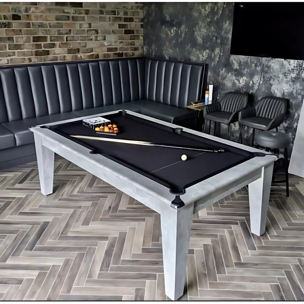 Classic Slate Bed Pool Dining Table | Italian Grey | Smart Black Cloth