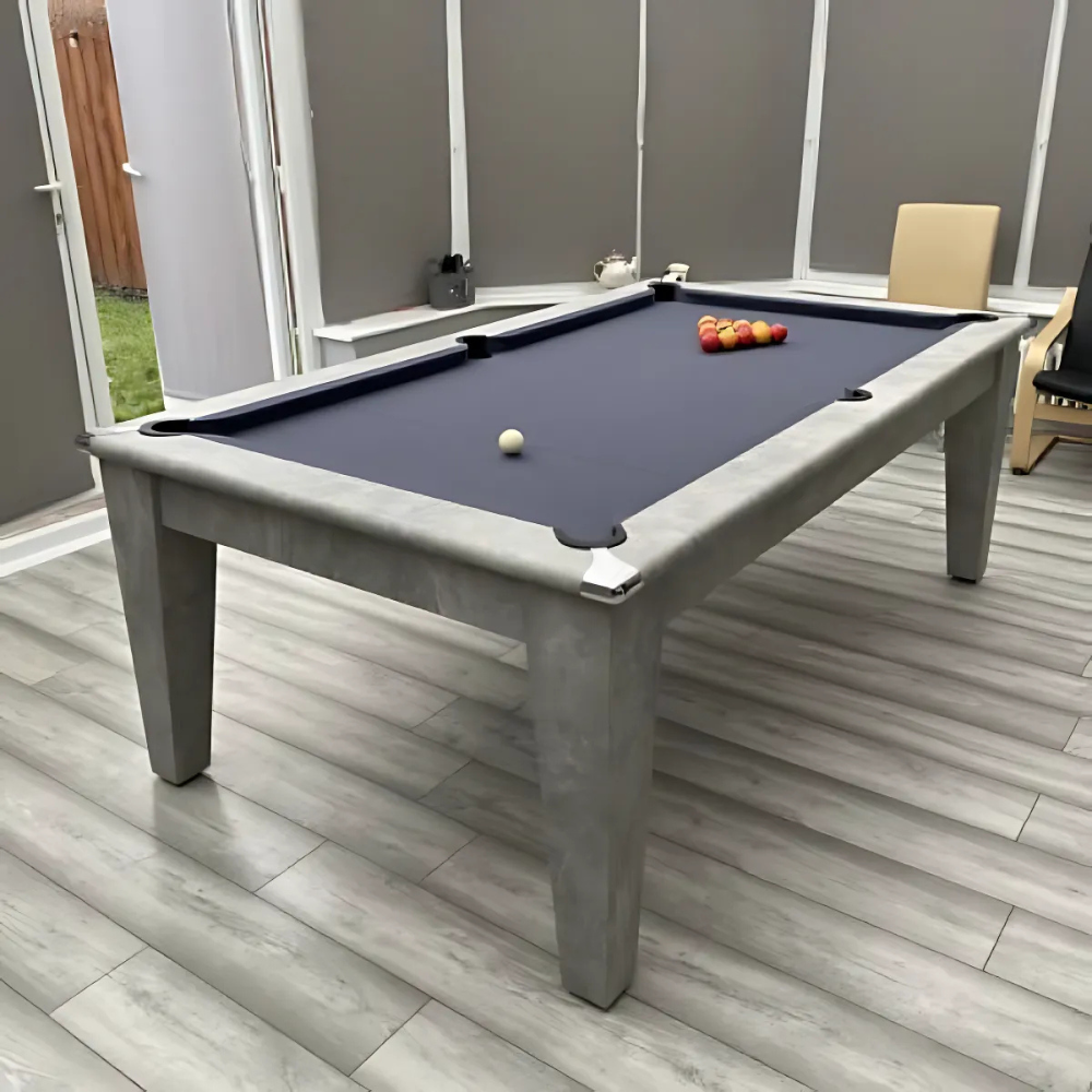 Classic Slate Bed Pool Dining Table | Italian Grey | Elite Pro Charcoal Cloth