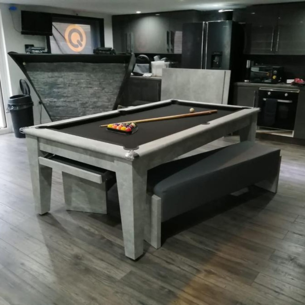 Classic Slate Bed Pool Dining Table | Italian Grey | Strachan 777 Black Cloth