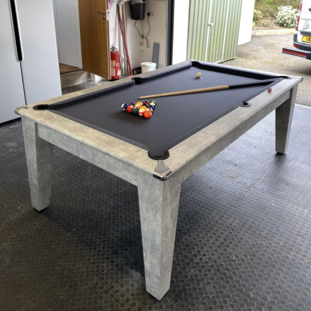 Classic Slate Bed Pool Dining Table | Italian Grey | Elite Pro Charcoal Cloth