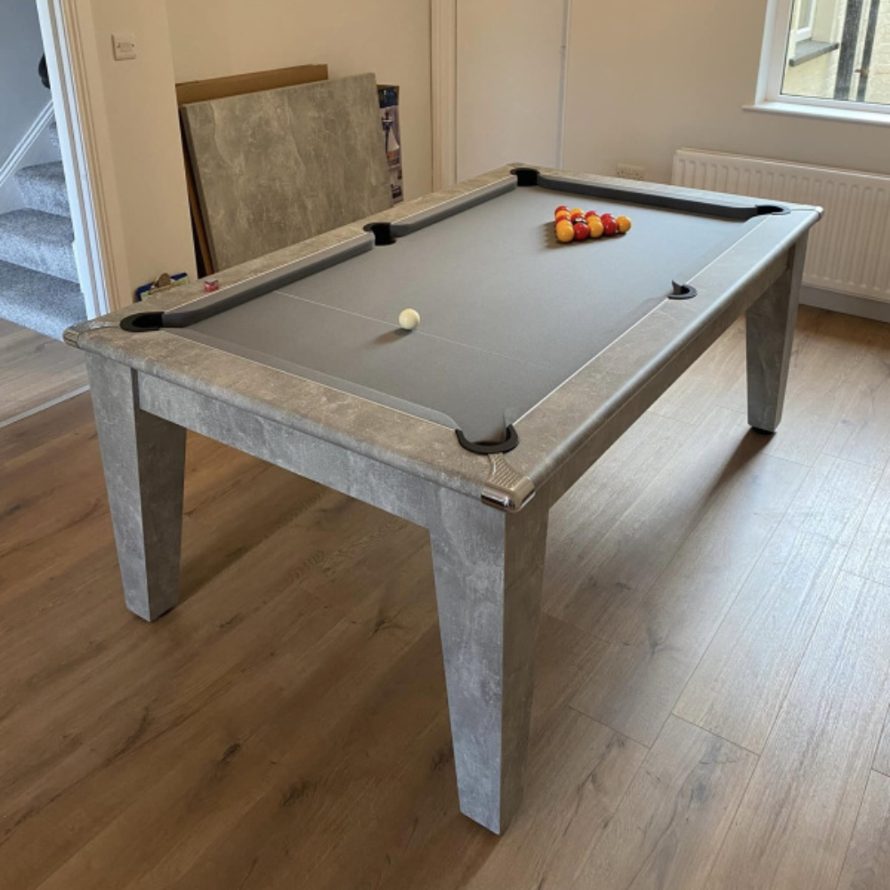 Classic Slate Bed Pool Dining Table | Italian Grey | Smart Silver Cloth