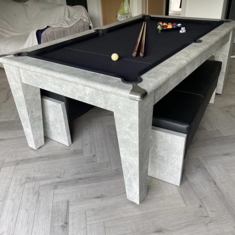 Classic Slate Bed Pool Dining Table | Italian Grey | Strachan 777 Black Cloth