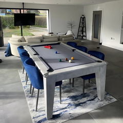 Classic Slate Bed Pool Dining Table | Italian Grey | Smart Silver Cloth