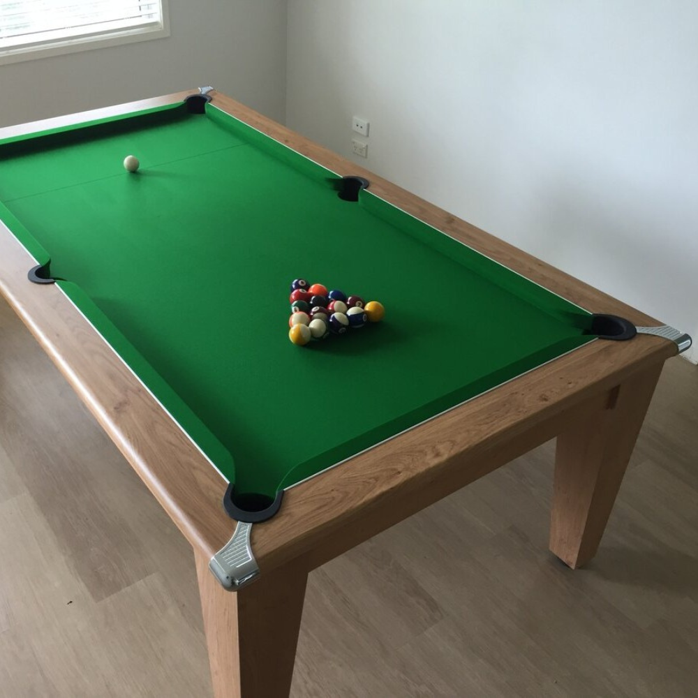 Classic Slate Bed Pool Dining Table | Oak | Elite Pro English Green Cloth