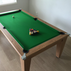 Classic Slate Bed Pool Dining Table | Oak | Elite Pro English Green Cloth