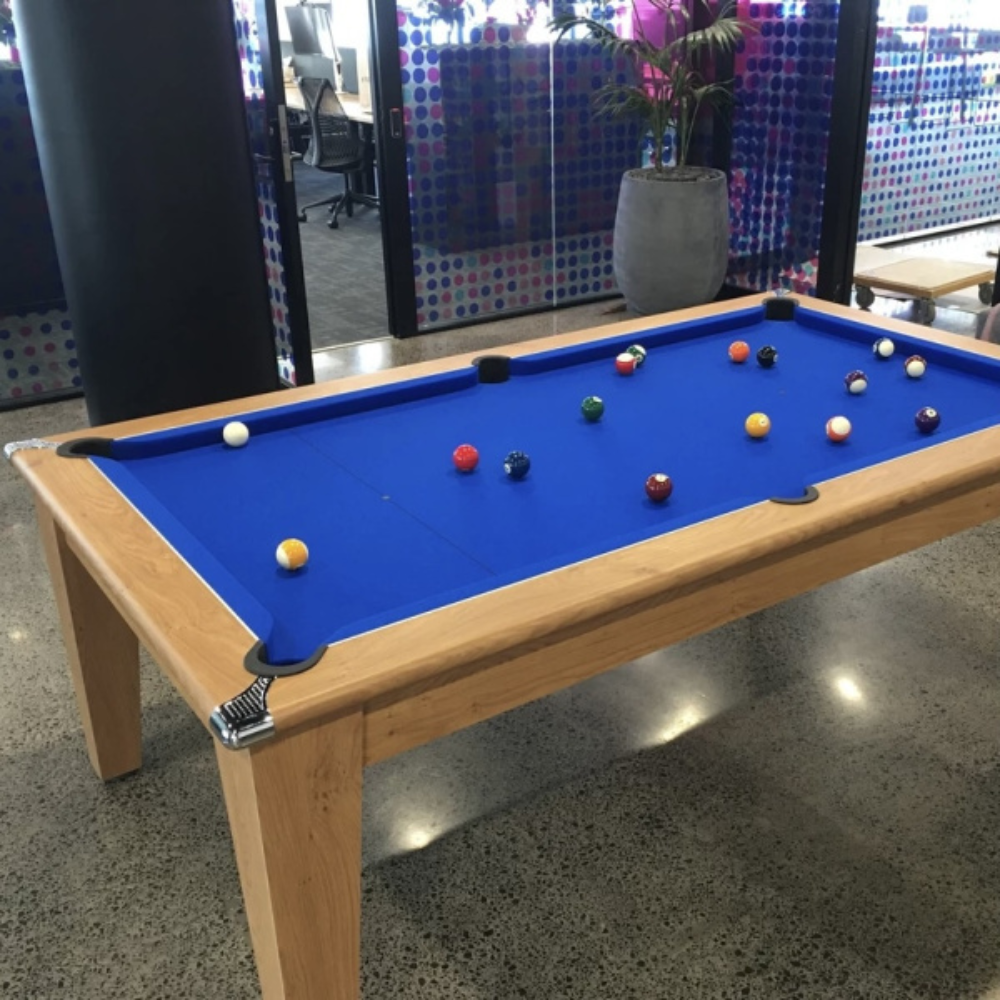 Classic Slate Bed Pool Dining Table | Oak | Smart Royal Blue Cloth