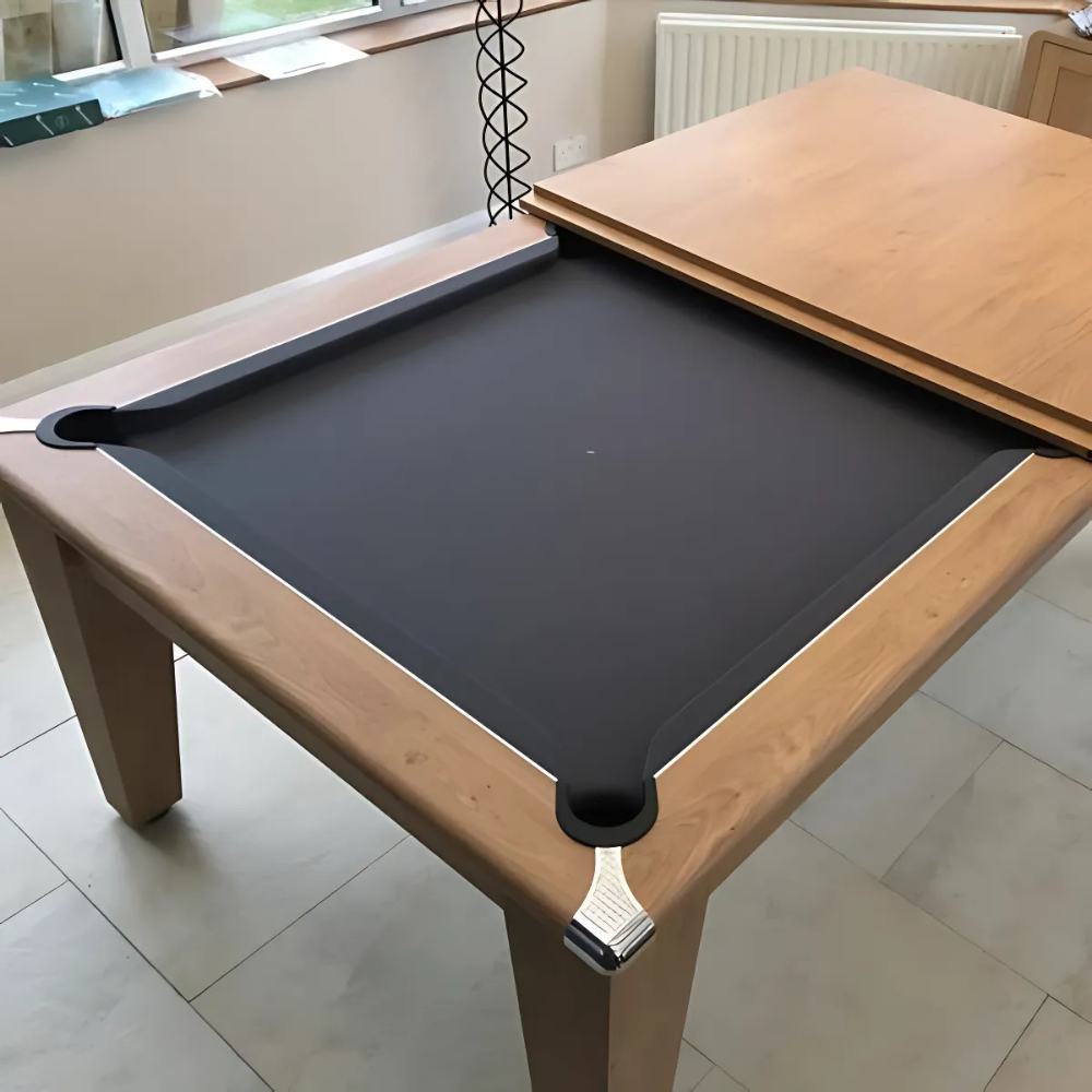 Classic Slate Bed Pool Dining Table | Oak | Elite Pro Charcoal Cloth