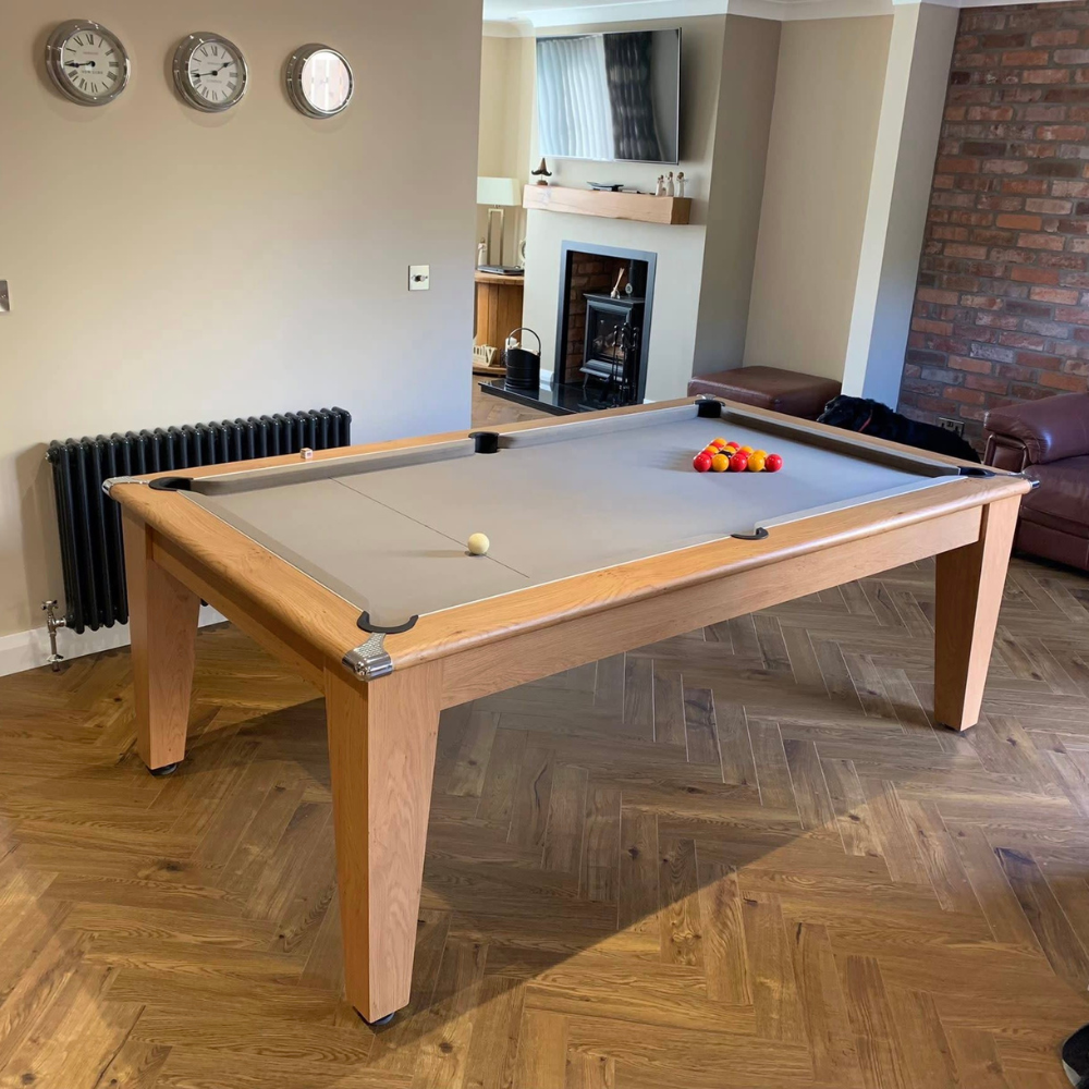 Classic Slate Bed Pool Dining Table | Oak | Smart Silver Cloth
