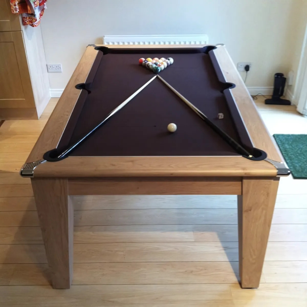 Classic Slate Bed Pool Dining Table | Oak | Smart Black Cloth