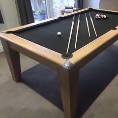 Classic Slate Bed Pool Dining Table | Oak | Strachan 777 Black Cloth
