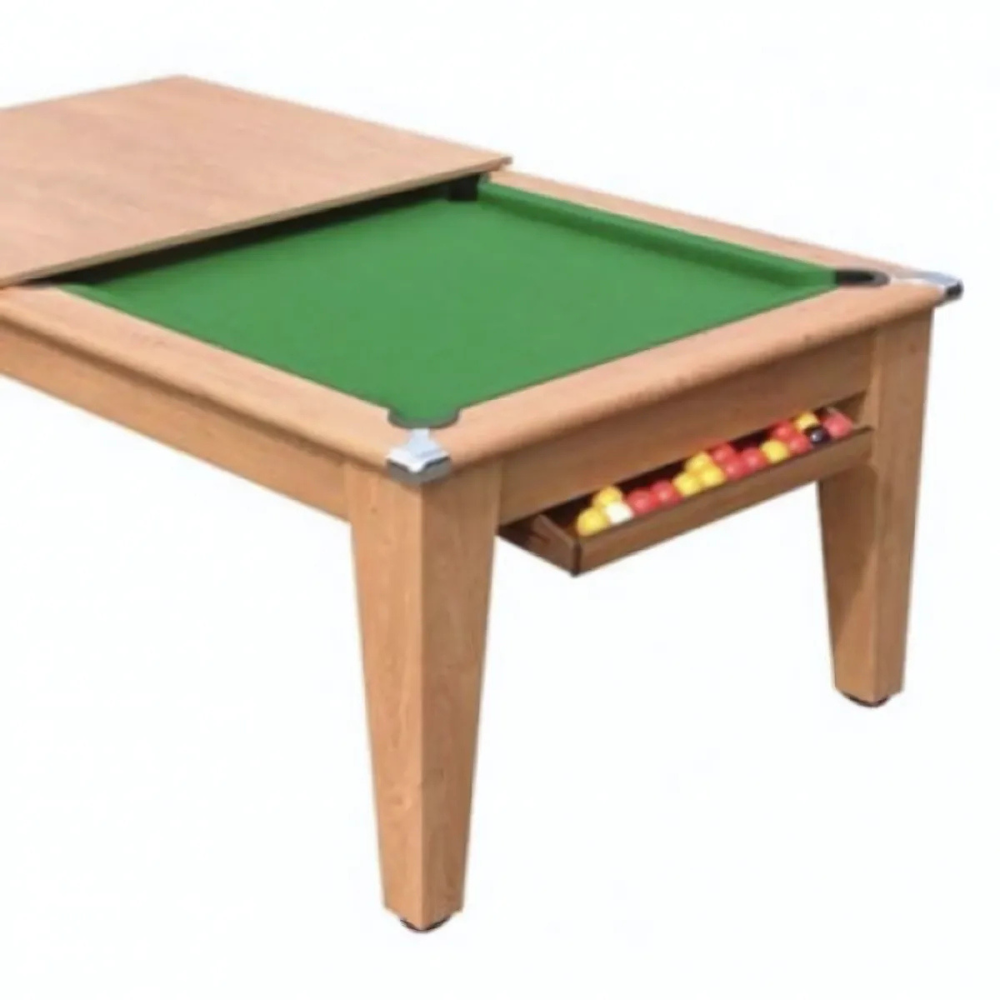 Classic Slate Bed Pool Dining Table | Oak | Strachan 777 Green Cloth