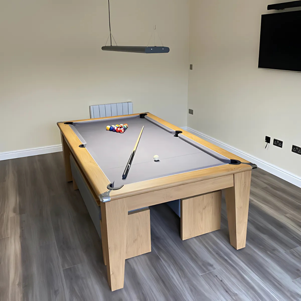 Classic Slate Bed Pool Dining Table | Oak | Smart Silver Cloth