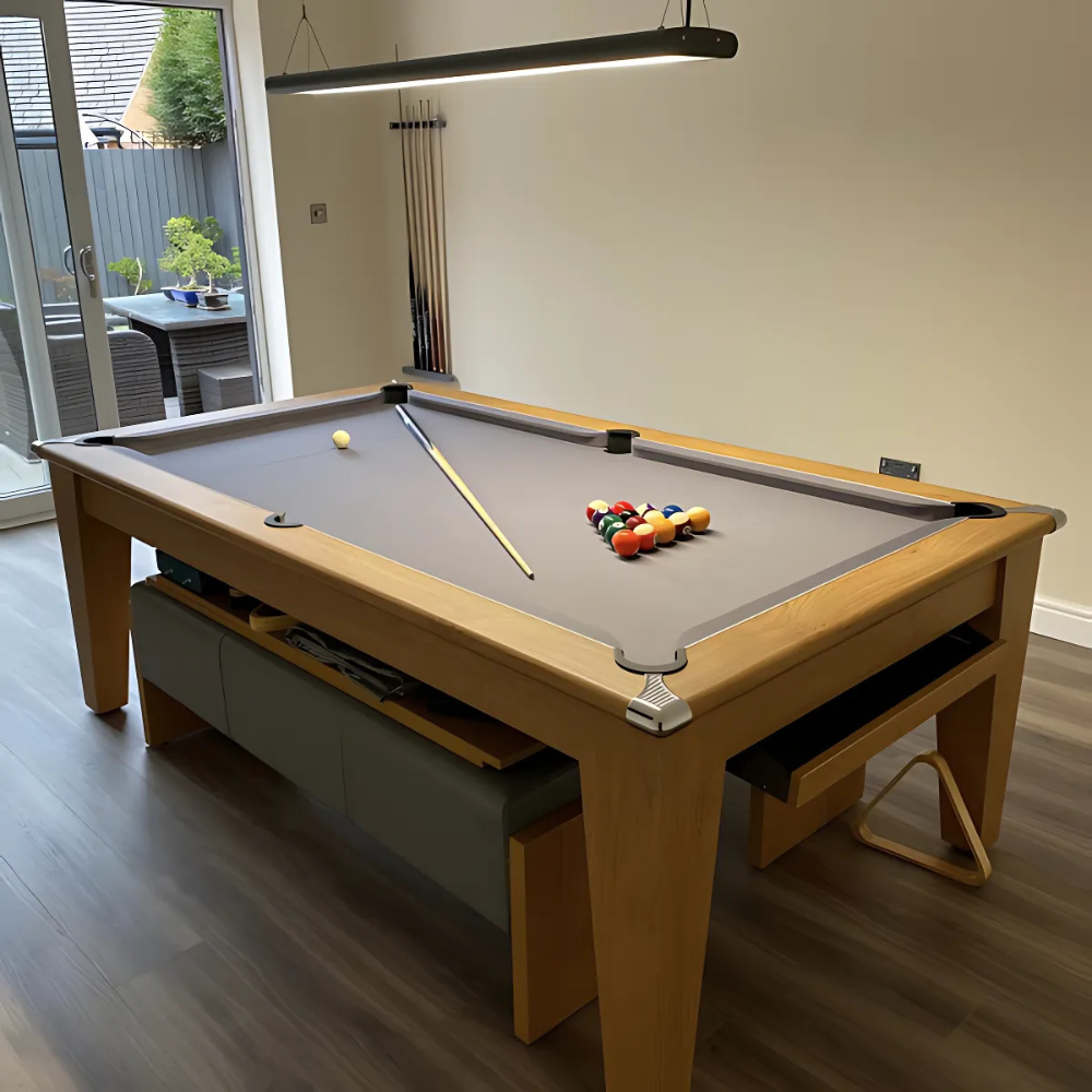Classic Slate Bed Pool Dining Table | Oak | Smart Silver Cloth