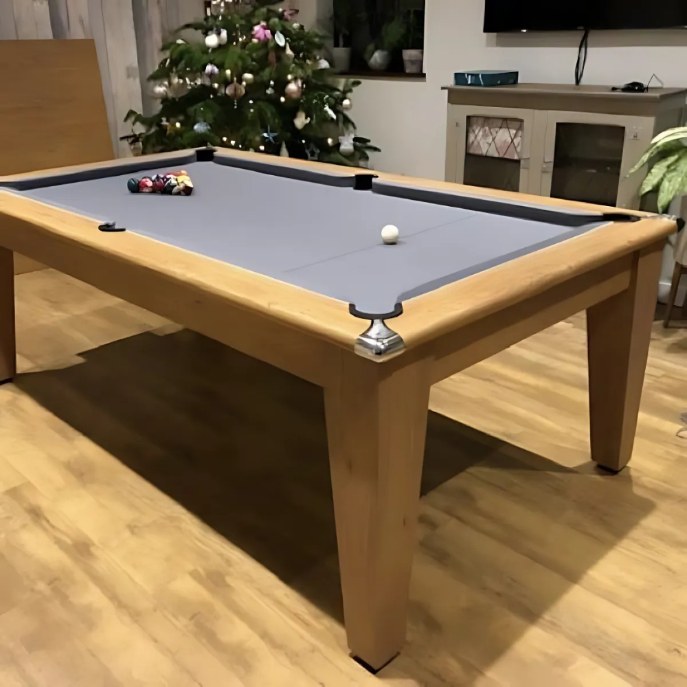 Classic Slate Bed Pool Dining Table | Oak | Strachan 777 Grey Cloth
