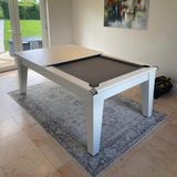 Classic Slate Bed Pool Dining Table | White | Strachan 777 Grey Cloth