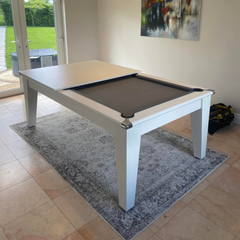 Classic Slate Bed Pool Dining Table | White | Strachan 777 Grey Cloth