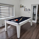 Classic Slate Bed Pool Dining Table | White | Strachan 777 Black Cloth