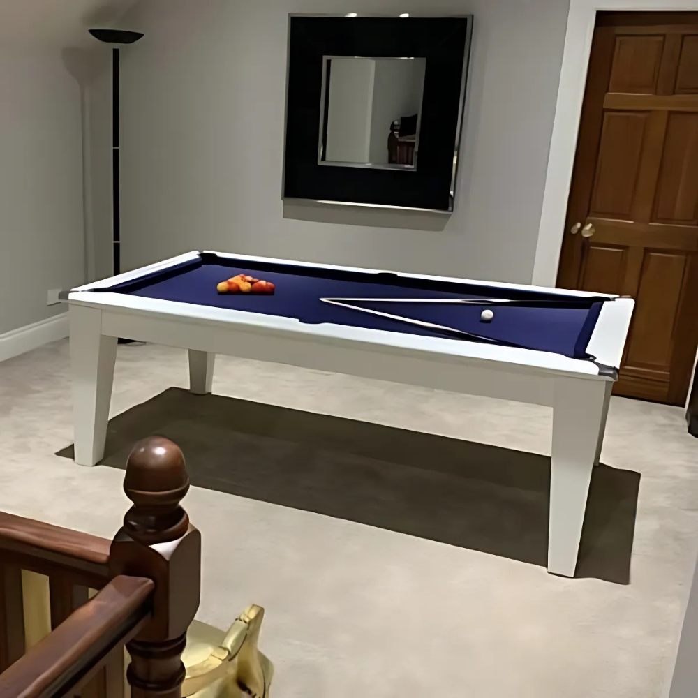 Classic Slate Bed Pool Dining Table | White | Smart French Navy Cloth